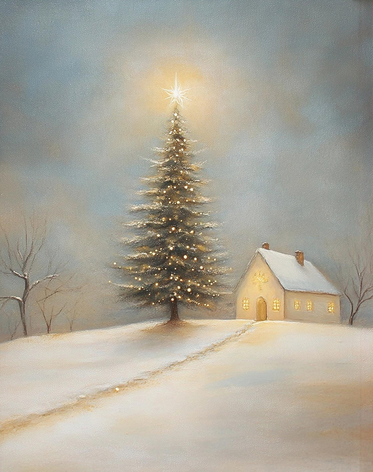 Glowing Tree Christmas art print unframed, signed by Pattie Overcash
