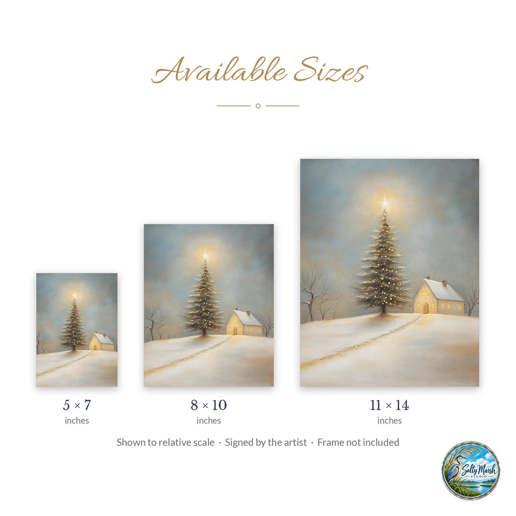 Glowing Tree art print size guide: 5x7, 8x10 and 11x14