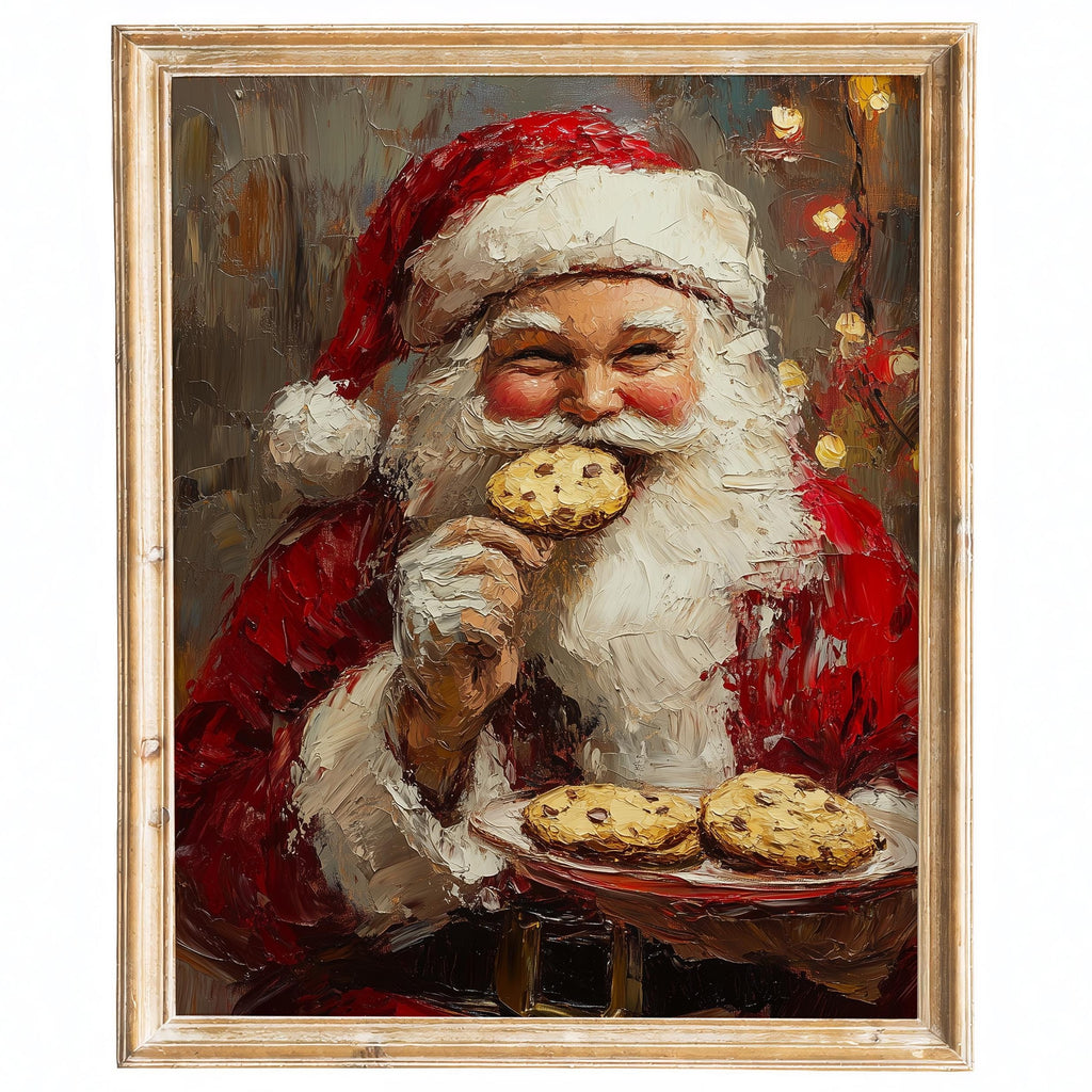 Santa Cookies Christmas art print framed