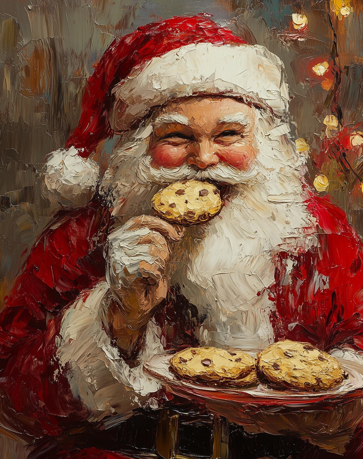 Santa Cookies Christmas art print unframed, signed by Pattie Overcash