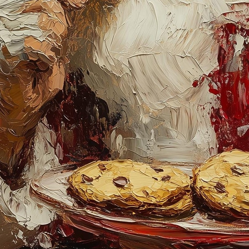 Santa Cookies Christmas art print close-up detail