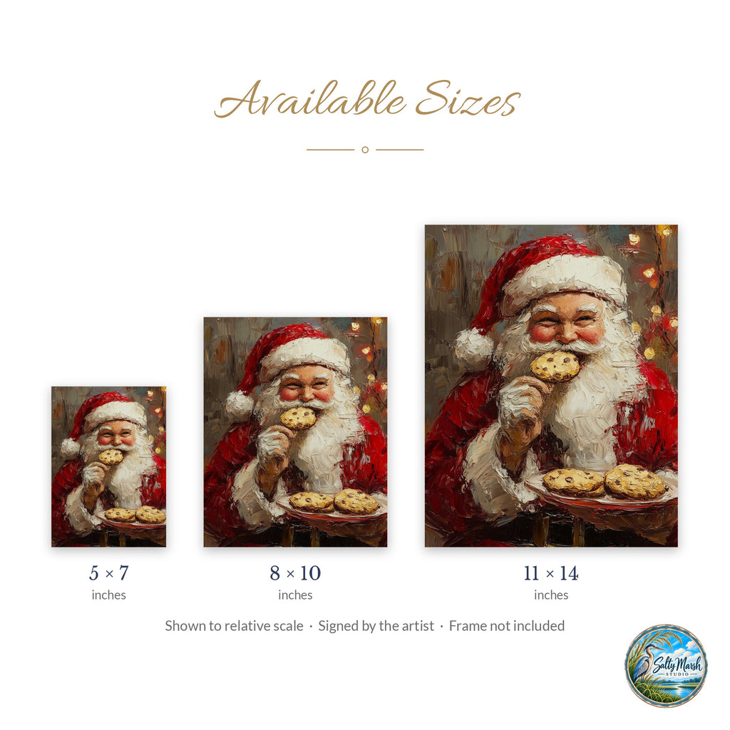 Santa Cookies art print size guide: 5x7, 8x10 and 11x14