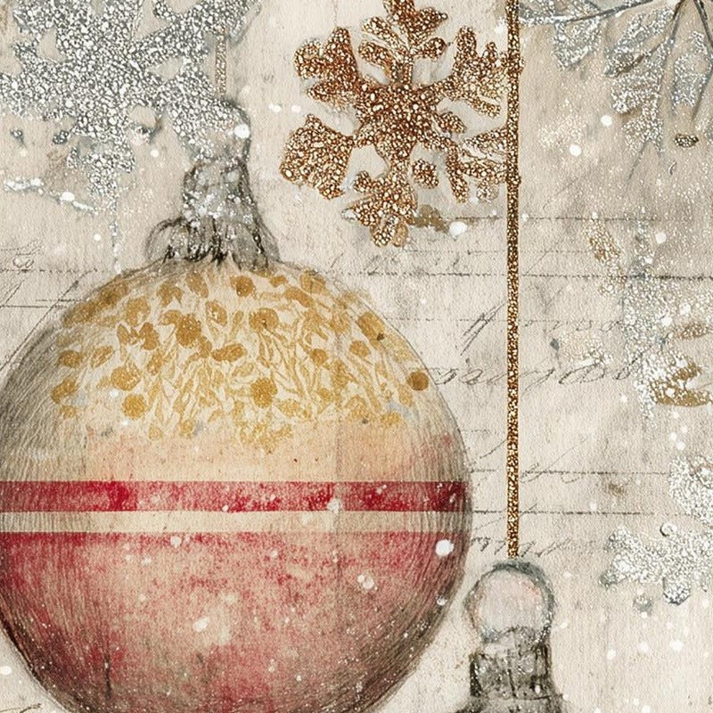 Vintage Ornaments Christmas art print close-up detail