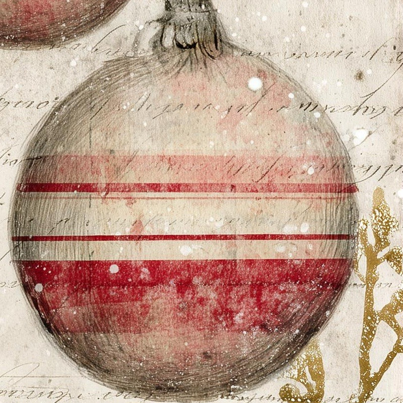 Vintage Ornaments Christmas art print close-up detail