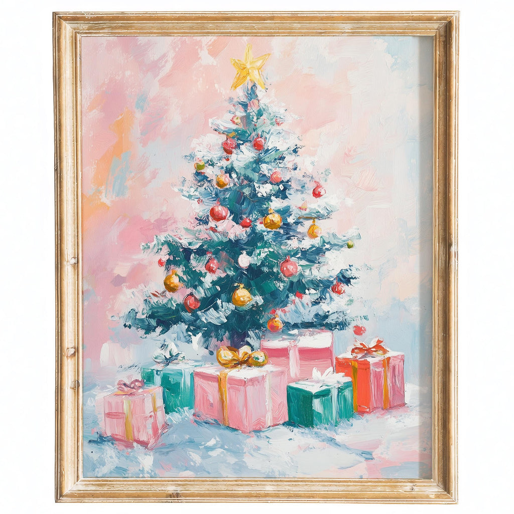 Pastel Tree Christmas art print framed
