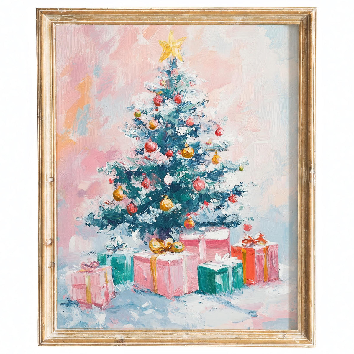 Pastel Tree Christmas art print framed