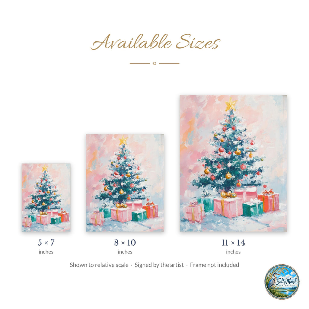 Pastel Tree art print size guide: 5x7, 8x10 and 11x14