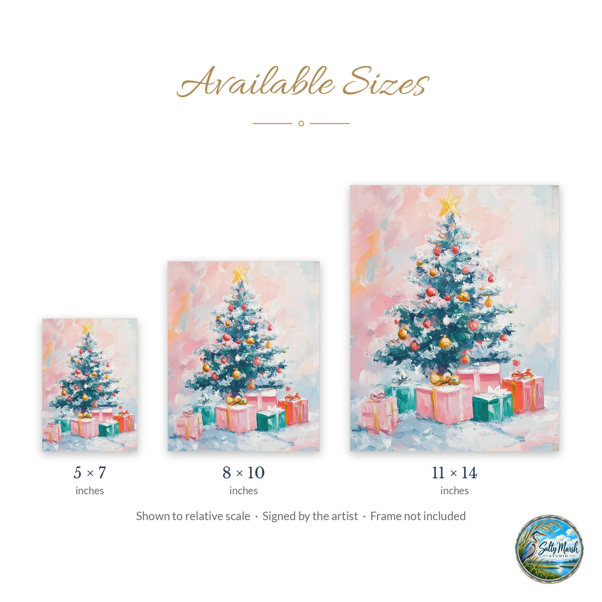 Pastel Tree art print size guide: 5x7, 8x10 and 11x14