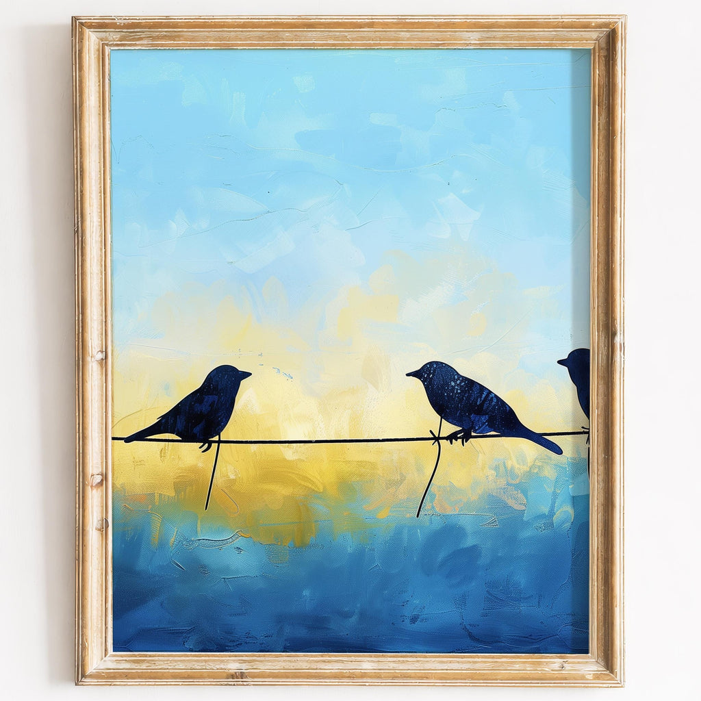 Birds on Wire animal art print framed