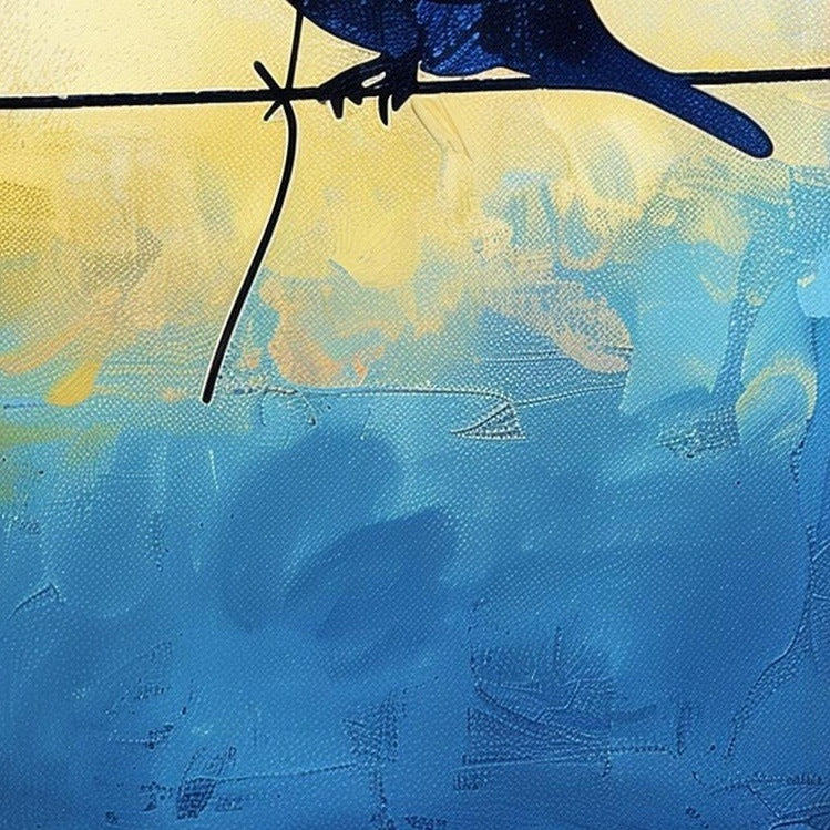 Birds on Wire animal art print close-up detail