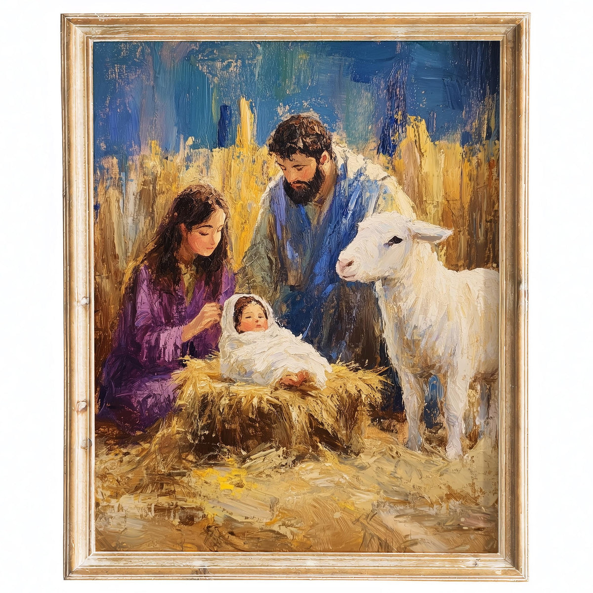 Holy Family Christmas art print framed