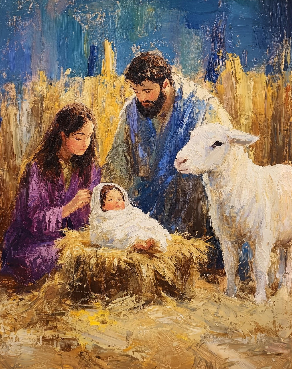 Holy Family Christmas art print unframed, signed by Pattie Overcash