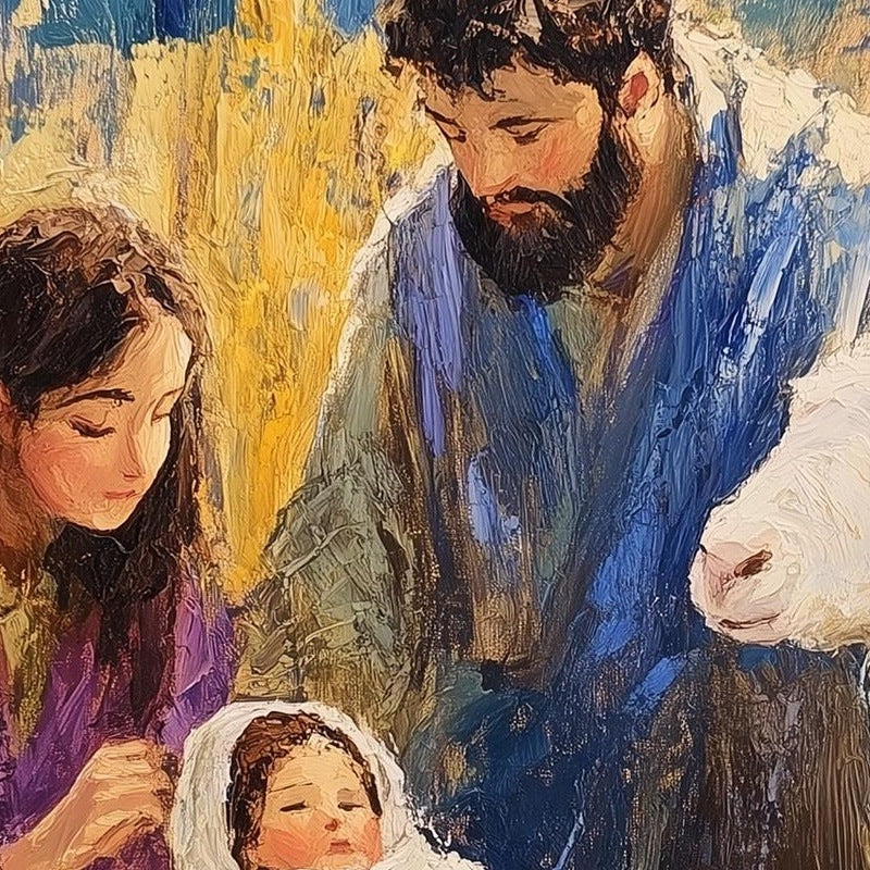 Holy Family Christmas art print close-up detail