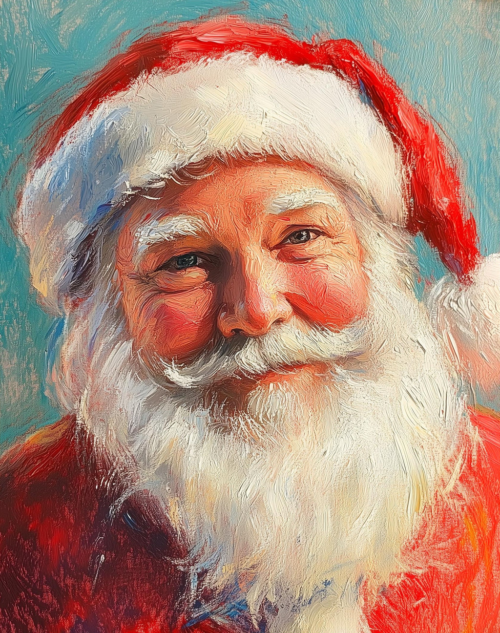 Santa Portrait Christmas art print unframed, signed by Pattie Overcash