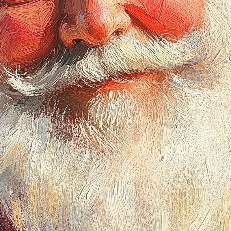 Santa Portrait Christmas art print close-up detail