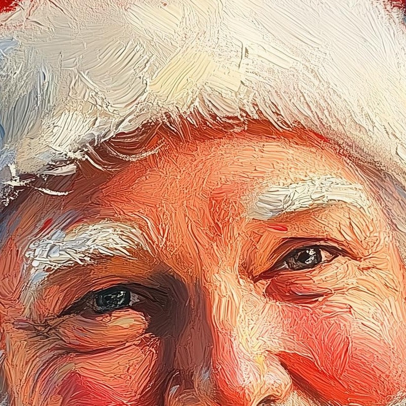 Santa Portrait Christmas art print close-up detail