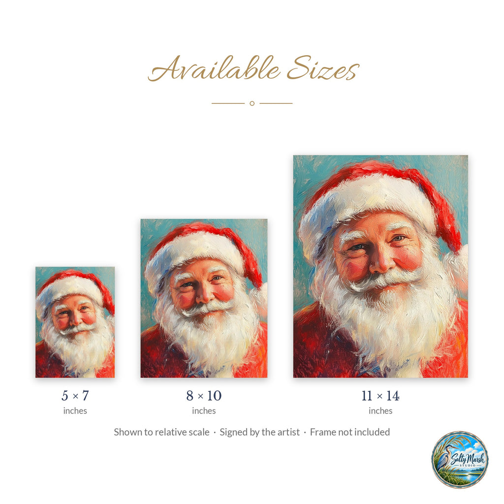 Santa Portrait art print size guide: 5x7, 8x10 and 11x14