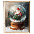 Santa Globe Christmas art print framed