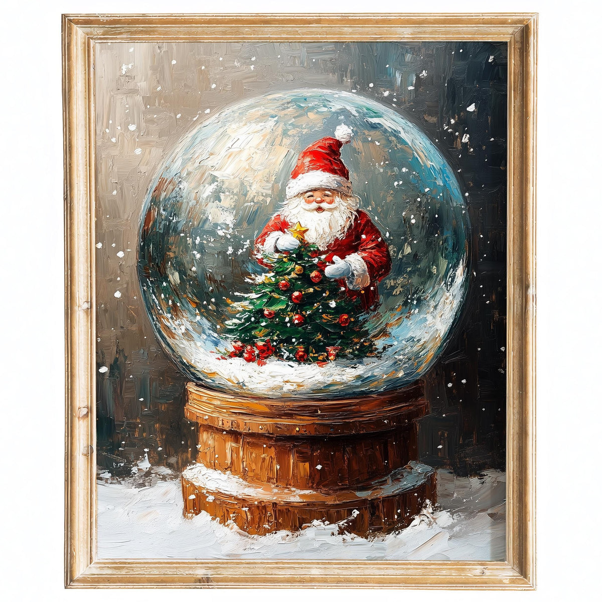 Santa Globe Christmas art print framed