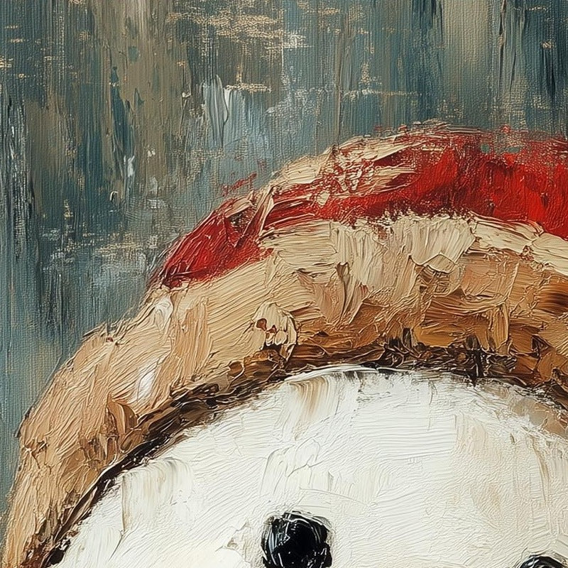 Plaid Snowman Christmas art print close-up detail
