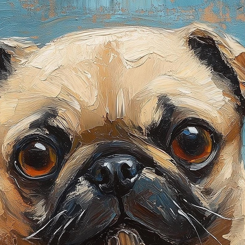 Pug Pumpkin Halloween art print close-up detail